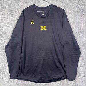 Jordan Michigan Wolverines Sweatshirt Men XL Grid Fleece Stitched Logos Pullover